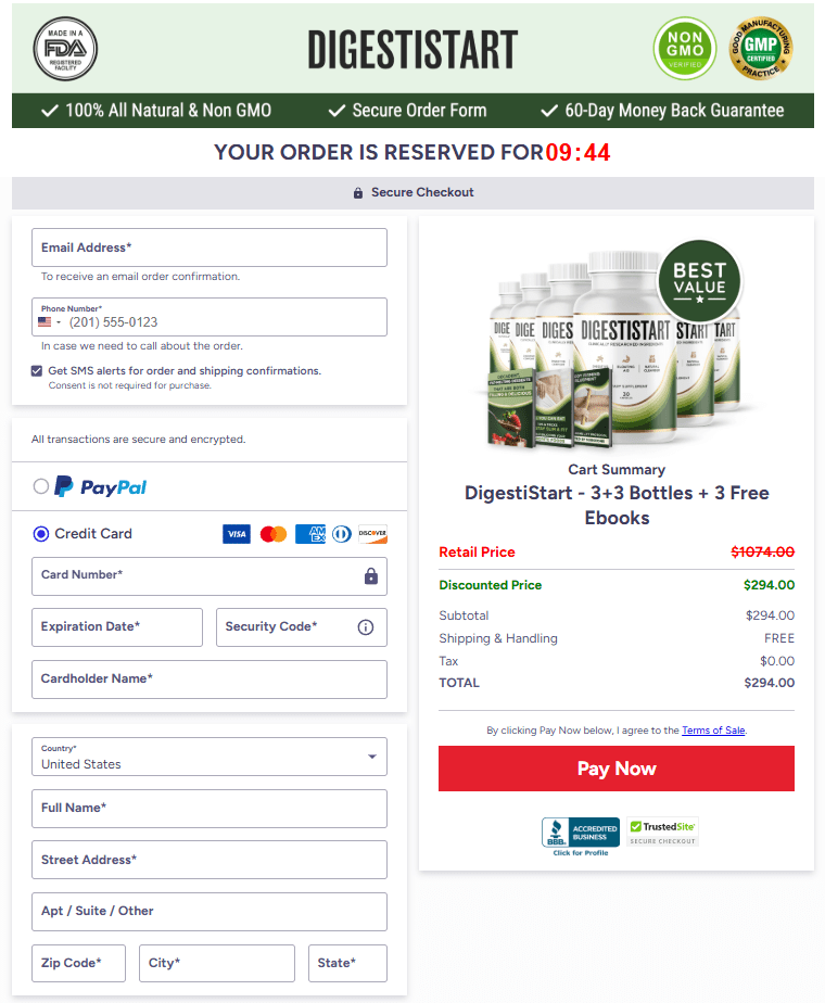 DigestiStart order page